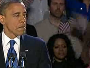 Illustration for article titled Obama's Victory Speech (Feat. Flag Head Lady): America, You Better Work